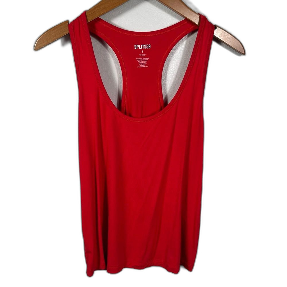 Splits59 Women's Red Crop Athletic Racerback Tank Top Size Small Gym Workout